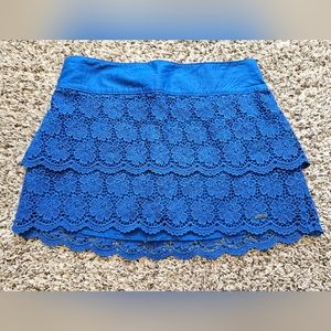 Hollister Floral Crochet Tiered Mini Skirt